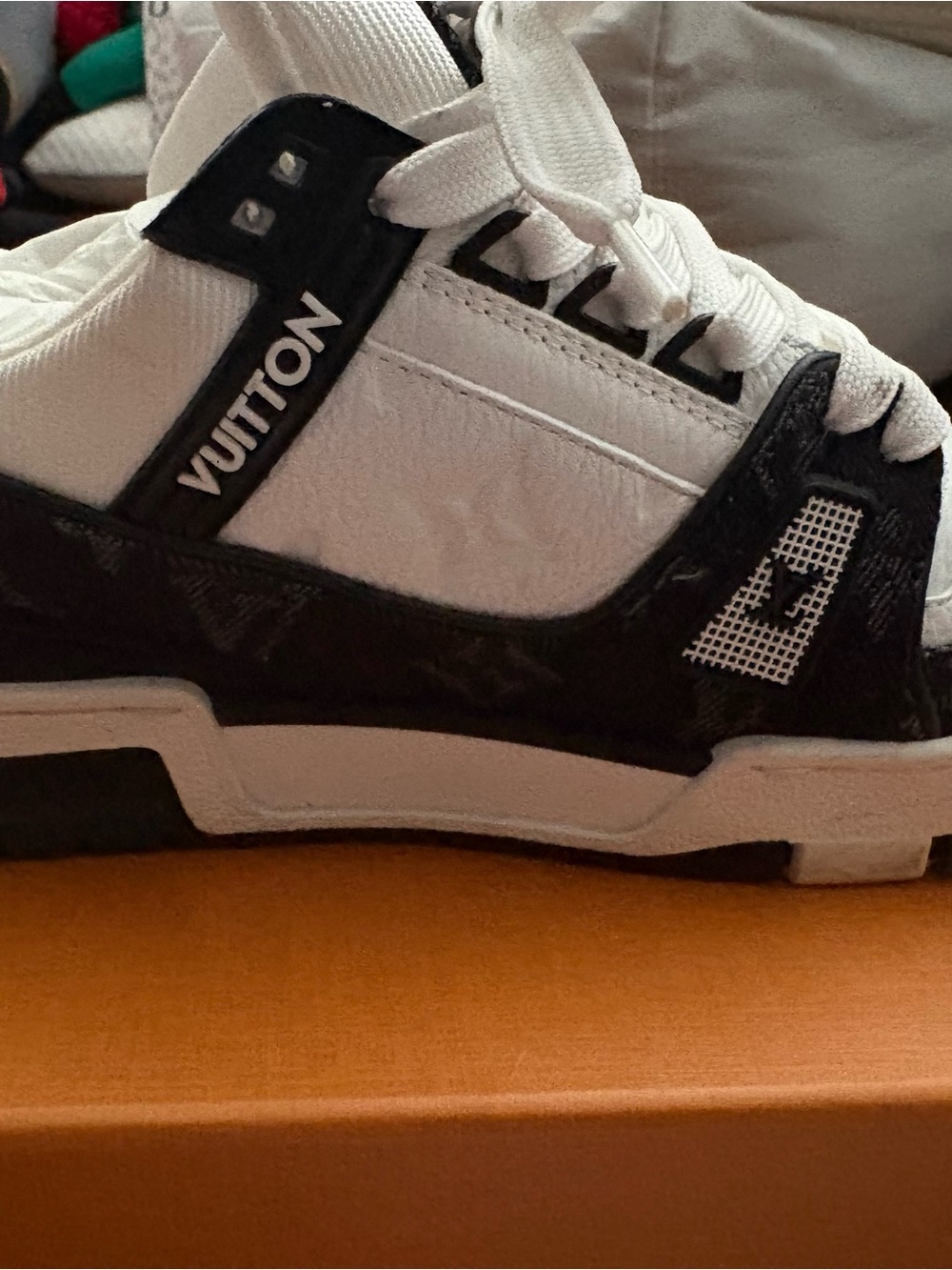Louis Vuitton Men’s White and Black Designer Low-Top Sneaker